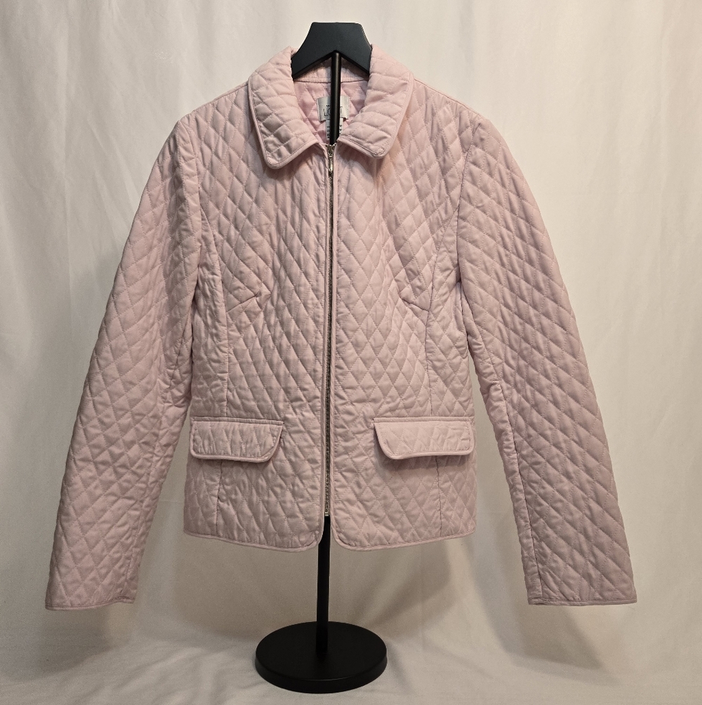Ann Taylor Womens‎ Jacket Size 10 Light Pink Quilted Zip Front Pockets Mock Neck